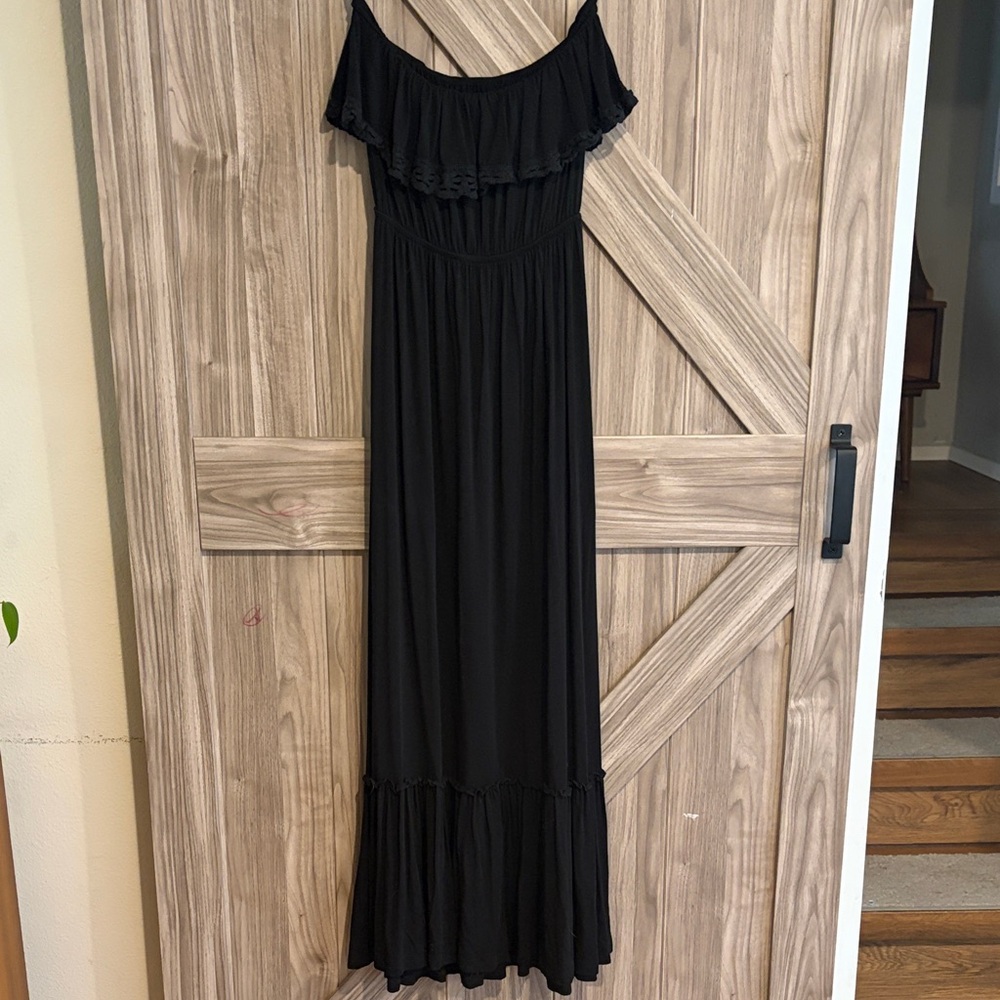 Felicity & Coco Elegant 95% Bamboo Black Maxi Dress